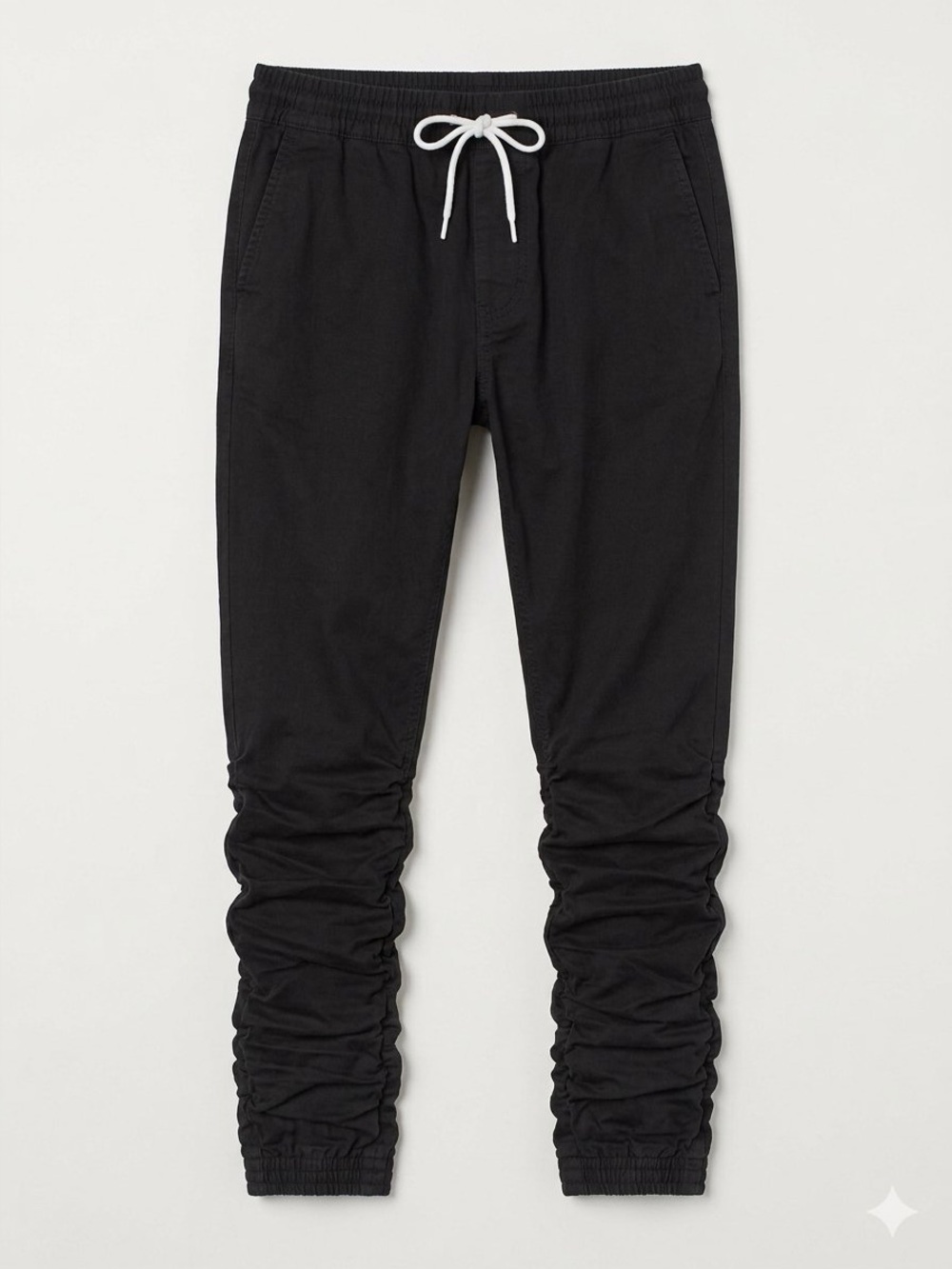 H&M Divided Men's Ruched Stacked Twill Joggers Black size 32